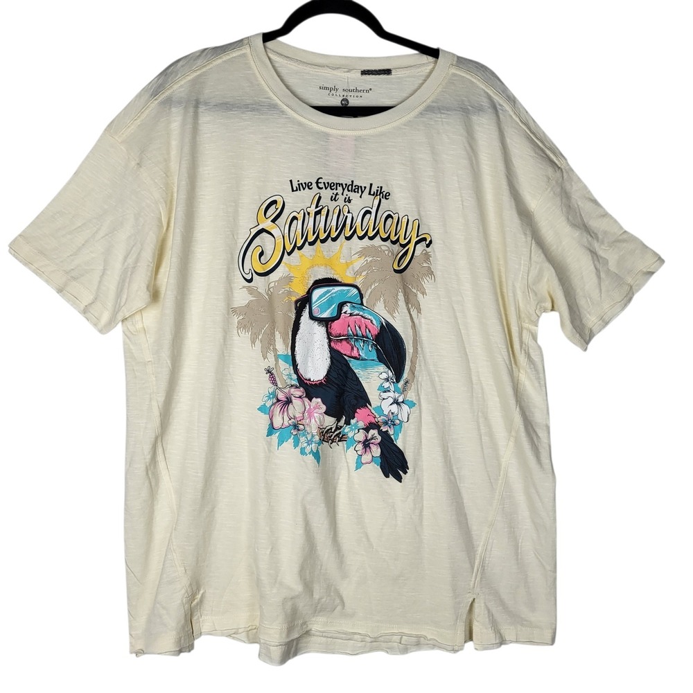 Simply Southern Toucan Tshirt Women's M/L Saturday Summer Short Sleeve NWT
